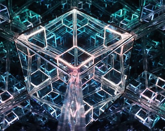 Escultura artística Hyper Tesseract 5D Hypercube Infinity Mirror de 68,5 cm (27 pulgadas) - Hecha a medida
