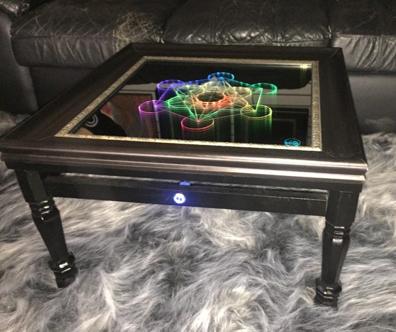 Infinity Mirror Coffee Table Metatrons Cube With Sound Infinity Mirror Coffee Table Metatrons, Led Infinity Mirror Coffee Table
