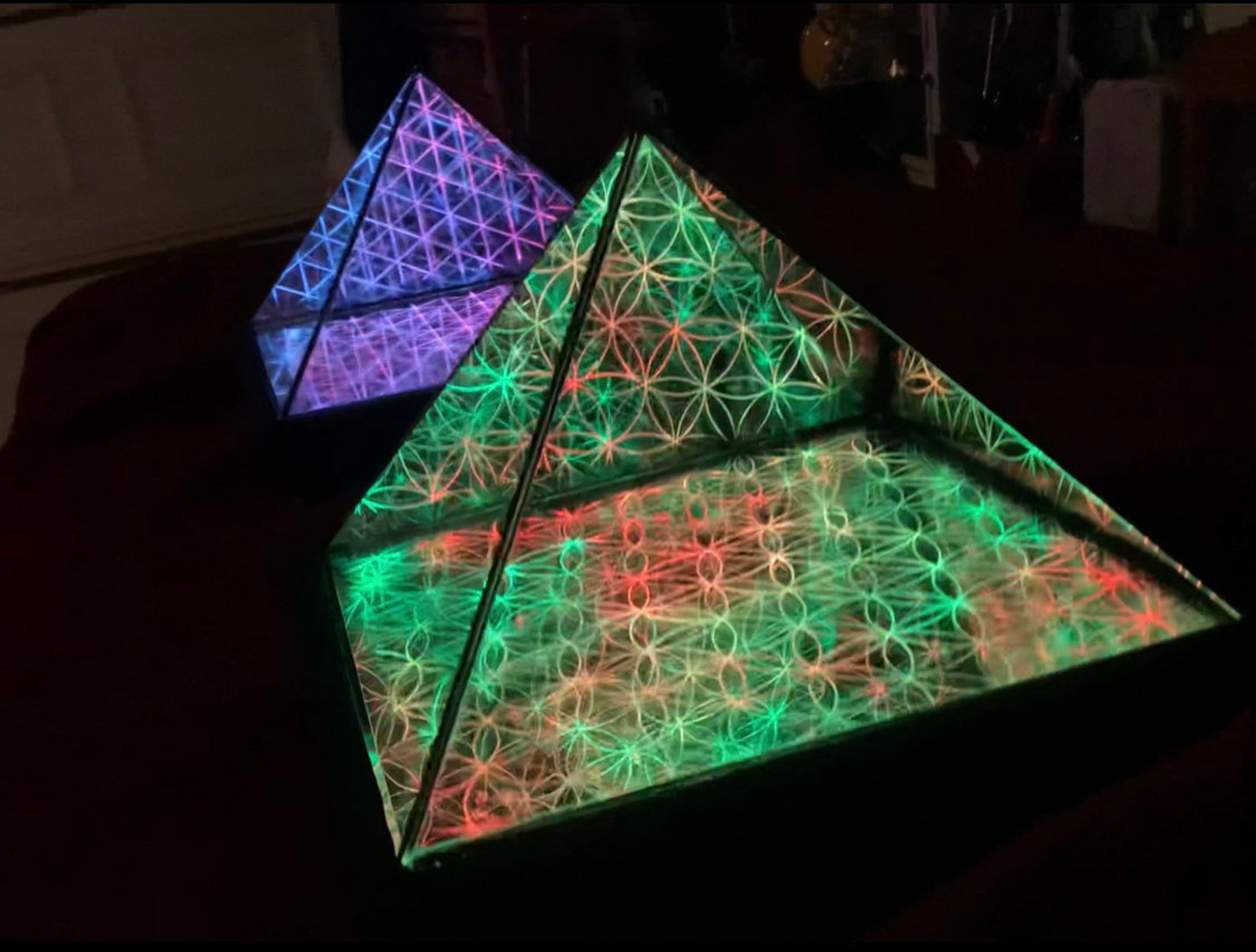 Pyramid Infinity Mirror Art Sculptures Sacred Geometry Pyramid Etsy