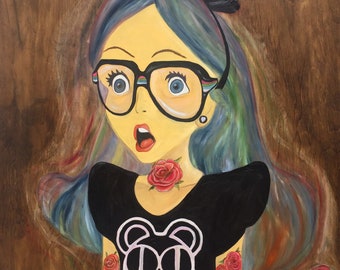 Emo Alice,  Alice in Wonderland Original Painting by Nicky Alice