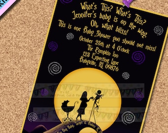 Nightmare Before Christmas Baby Shower Invitation Jack And Sally