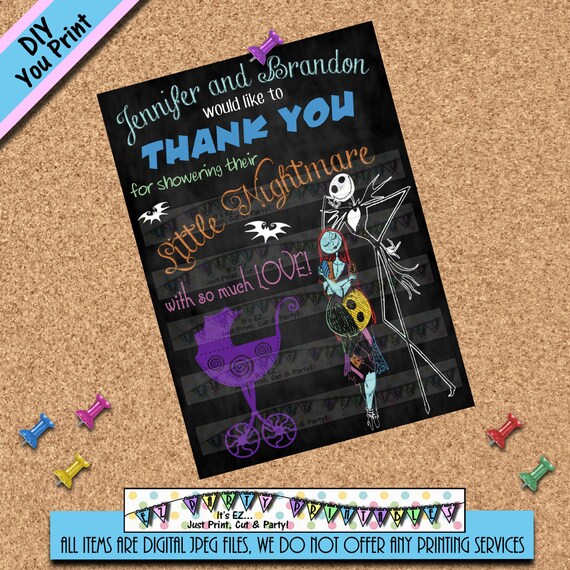 Nightmare before Christmas Thank you card and Invites | Etsy