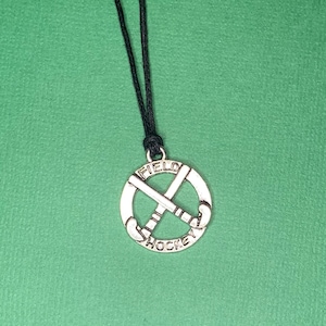 Sports Jewelry: Field Hockey Necklace with Antique Silver Charm on 1mm Black Cotton Wax Cording and Adjustable Sliding Knots - Free Shipping