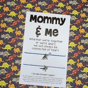 Mommy & Me Matching &quot;Mother and Son&quot; (or Daughter) Dinosaur Wish Bracelets - You Choose Cording Color and Dinosaur Charm - Free Shipping