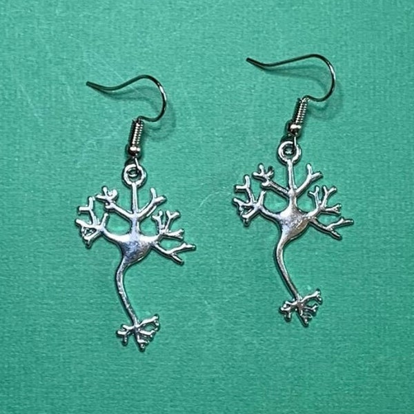 Medical Jewelry: Cell, Neuron or Nerve Earrings in Silver or Gold Tone on Fishhook Wires - Human Body, Biology, Science - Free Shipping