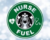 Job Profession Clipart Black Green quot Nurse Fuel quot Logo w Heart EKG Stethoscope Inspired by Starbucks Coffee - Digital Download jpg png svg