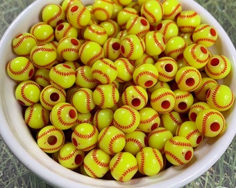 50pcs 2.5//4mm Hole Acrylic Baseball Basketball Spacer Beads DIY Bracelet Makings