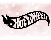 Car Automotive Clip-Art Black and White Large Bold quot Hot Wheels quot Words Inspired by Mattel Logo for Toy Cars - Digital Download SVG