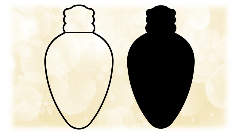 Holiday Clip-Art: Black/White Outline &amp; Solid Christmas Light | Etsy