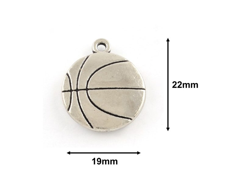 Sports Jewelry Keychain With Large Antique Silver Basketball Charm