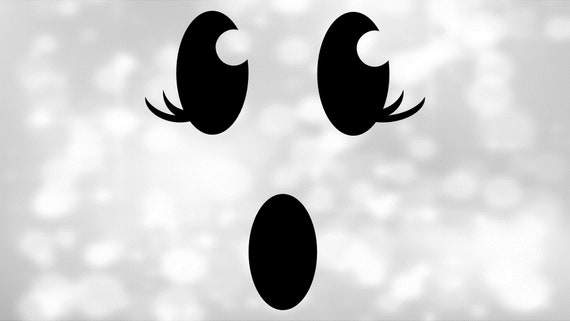 Halloween Clip-Art Simple Black & White Female Girl Ghost Face
