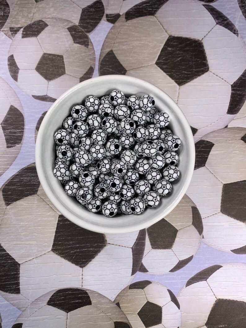 Antique Silver Tone Soccer Ball Beads - Pack Of 10, 20x50mm, For Charm Bracelets DIY
