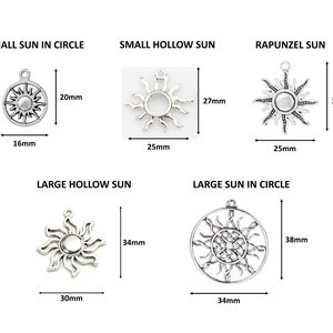 Celestial Jewelry: Antique Silver Sun Charm 5 Choices Necklace on Black Cotton Wax Cord with Two Adjustable Sliding Knots Free Shipping image 6