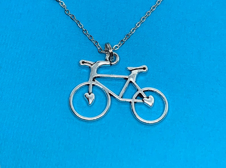 Free Shipping Bike Biking Biker Cycle Cycling Cyclist Road Mountain Ride Trail You Choose Pendant Style /& Chain Bicycle Charm Necklace