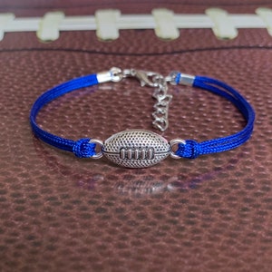 Sports Jewelry: Team Color Bracelet with Antique Silver Football Charm - Player, Team, Coach Gift / Present / Award - Many Colors Available
