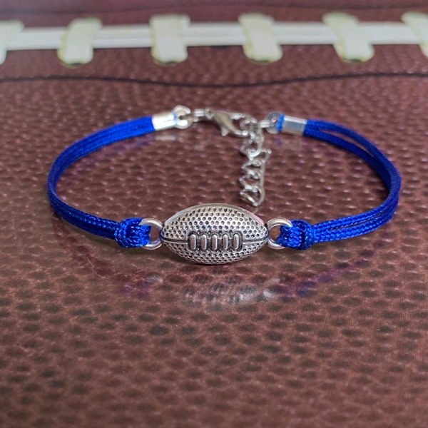 Sports Jewelry: Team Color Bracelet with Antique Silver Football Charm - Player, Team, Coach Gift / Present / Award - Many Colors Available