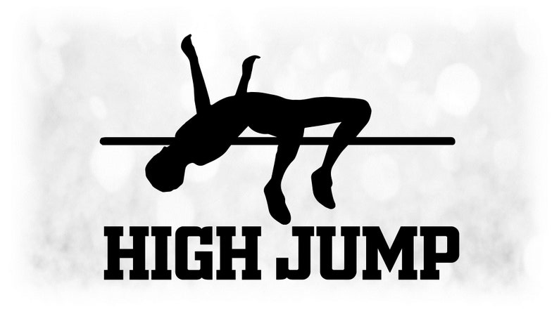 Make Any Color png svg Digital Download jpg Sports Clipart: Large Black White Track /& Field Words High Jump with Female Jumping