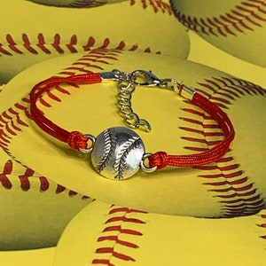 Sports Jewelry: Team Color Bracelet with Antique Silver Softball Charm - Player, Team, Coach Gift / Present / Award - Many Colors Available
