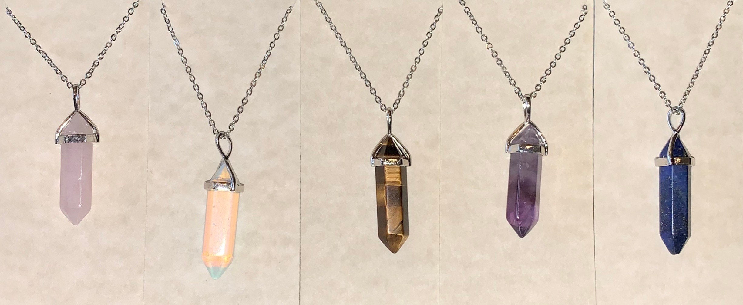 Healing Genuine Natural Gemstone Bullet Shape Pendant Necklace: Ameth…