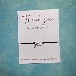 Medical Professional Appreciation Jewelry: Wish Bracelet w/ Stethoscope on Inspirational Card with Words &quot;Thank You for Everything You Do&quot;