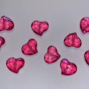 DIY Craft Jewelry Supplies: Buy in Bulk Large Sassy Dark Pink Heart Beads - Acrylic - Size ~17mm tall x 20mm wide x 9mm thick, 2mm hole