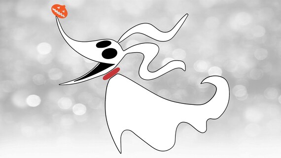 Disney Clipart Large Black White Orange Red Zero The Ghost Etsy
