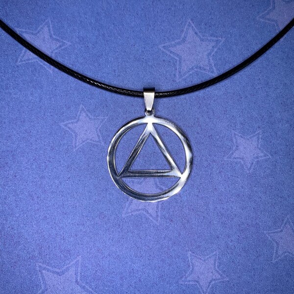 Science or Medical Necklace Inspired by Alcoholics Anonymous Circle & Triangle Symbol for Addiction Recovery / Sobriety - Free Shipping