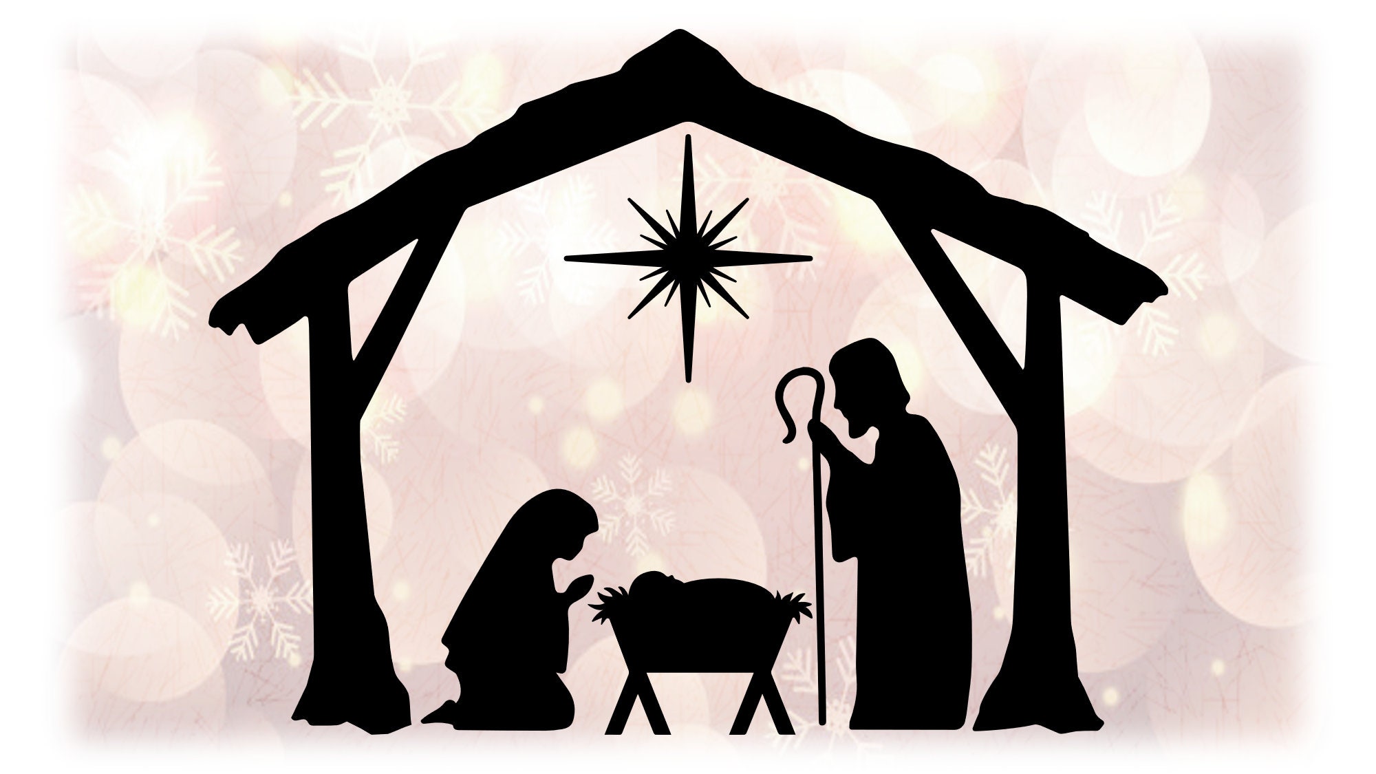 Urlaub ClipArt schwarz/weiß Silhouette der WeihnachtsKrippe Etsy