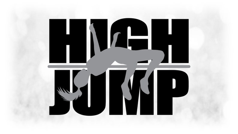 Make Any Color png svg Digital Download jpg Sports Clipart: Large Black White Track /& Field Words High Jump with Female Jumping