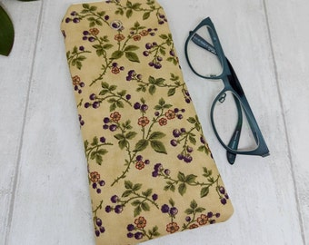 Glasses case, Sunglasses case, Hedgerow flowers, Sunglasses  pouch, Handmade gifts for her, Nature, Botanical gifts