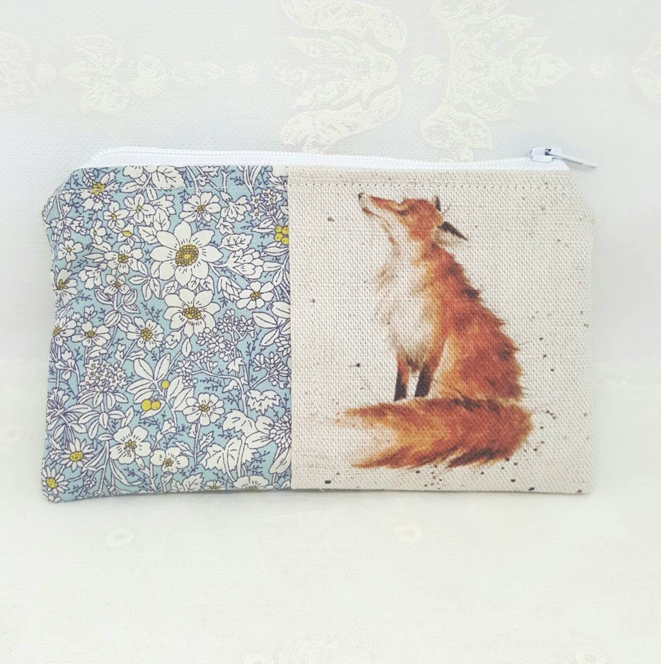 Fox purse Handmade Wrendale fox purse blue floral coin Etsy