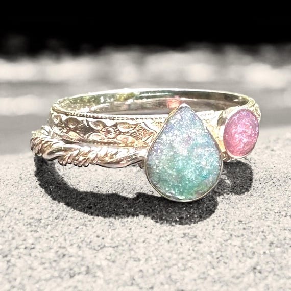 Cremation Ring 925 Sterling Silver Stacker Ring Set for Pet Loss Ashes Jewelry Stackable Rings With Cremains Cremation Ring for Women Etsy