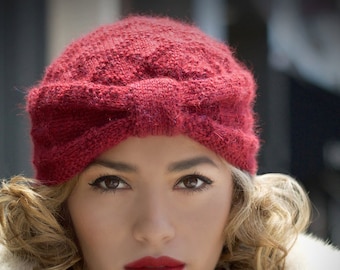 KNITTING PATTERN - How to Knit a Turban Hat Pattern, Winter knitted beanie for Women, Gift for Her