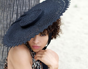 CROCHET PATTERN - Wide Brim Sun Hat, Summer Hat Crochet Pattern, couture millinery, Wide Brim Hat