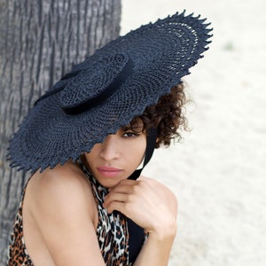 CROCHET PATTERN Wide Brim Sun Hat, Summer Hat Crochet Pattern, couture millinery, Wide Brim Hat image 1