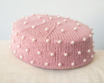 SAMPLE SALE - Pink PillBox Hat with Pearls, Occasion Hat, Bespoke Hat, Couture Millinery