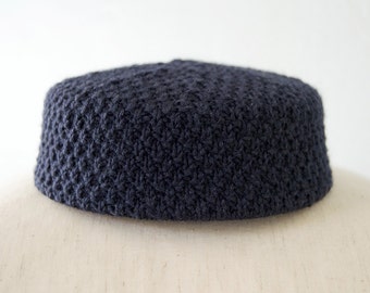 SAMPLE SALE - Womens Navy PillBox Hat - Seed Stitch Knit Baby Cashmere Wool - Jackie