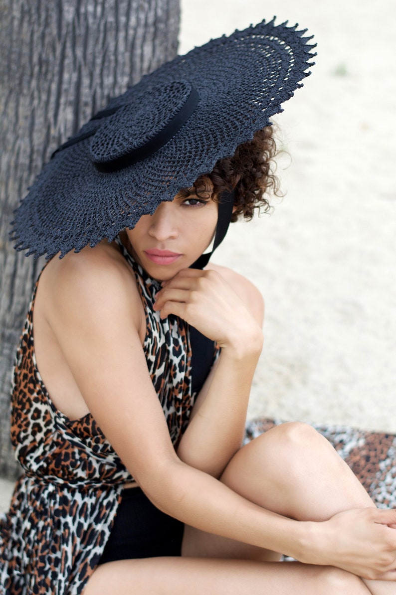 CROCHET PATTERN Wide Brim Sun Hat, Summer Hat Crochet Pattern, couture millinery, Wide Brim Hat image 1