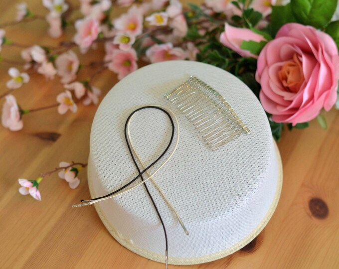 White Oval Buckram Frame for Pillbox Hat, Millinery Supplies, With