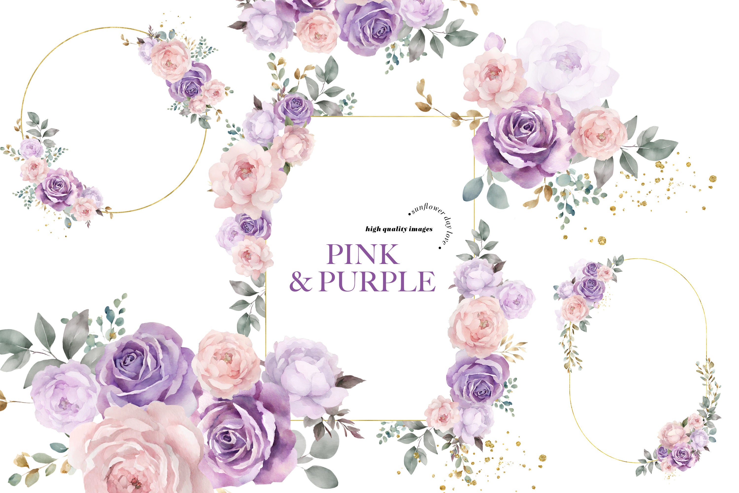 Purple floral frame - Etsy México, image size:3000x2002