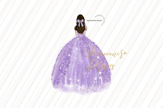 Purple Princess Watercolor Clipart, Purple Lilac Quinceaera Clipart,  Elegant Lilac Wedding Dresses Mis Quince Birthday Silver Glitter CA104 -  Etsy Denmark