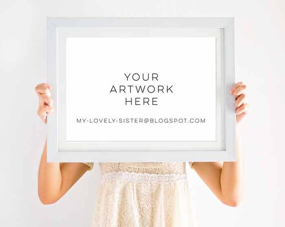 White Frame Mock Up 2in1 Portrait And Landscape White Mockup Etsy