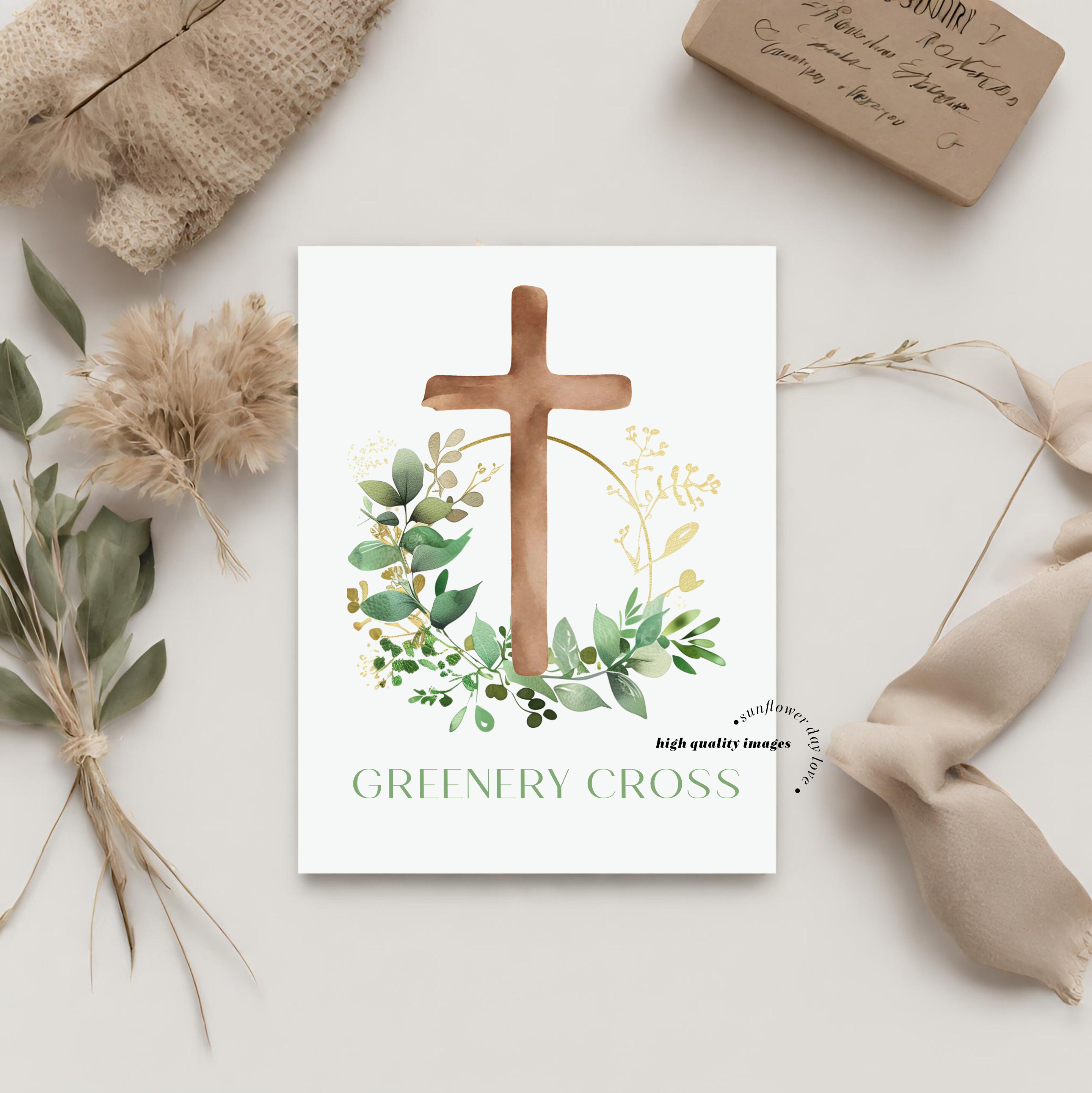 Imágenes prediseñadas de cruz de Pascua con flores y vegetación para bautizo,  cruz rústica con flores y vegetación, acuarela de hojas verdes, corona de  flores para el Espíritu Santo. - Etsy México, image size:2880x2882