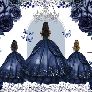 Quinceanera Navy Blue Dress - Etsy