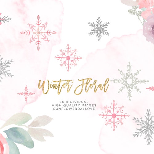 Pink Silver Glitter Winter Wreaths Clipart Winter - Etsy