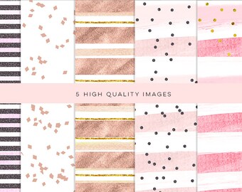 Valentine Rose Gold Backgrounds, Rose Gold Digital Paper, wedding card paper, Rose Gold Wedding, pink foil digital, metallic gold paper,