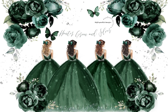 Hunter Green Princess Dress Premade Mis Quince Flowers Clipart, Watercolor Emerald Green Quinceaera Butterfly Silver Glitter Clipart, CA190 - Etsy Ireland Hunter Green Princess Dress Premade Mis Quince Flowers Clipart, Watercolor Emerald Green Quinceaera Butterfly Silver Glitter Clipart, CA190 - Etsy Ireland
