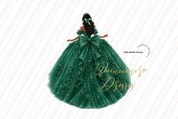 dark green quince dress Tan Skin Emerald Quinceanera Bow Clipart for Invite, Princess Ball Gown Birthday Digital Download, Green Dress Illustration S530 Dark Green Color Length Color:Lime/Navy Sweet 16 floor length gowns tiered dress maxi Women's Mini dress in