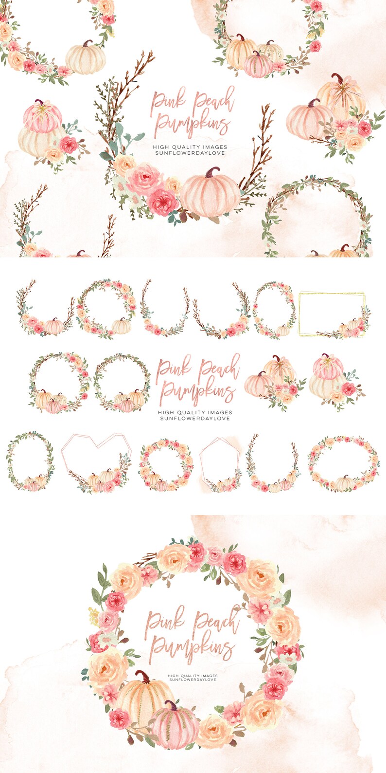 Pink Autumn Pumpkin Clipart Watercolor Fall Pumpkin | Etsy