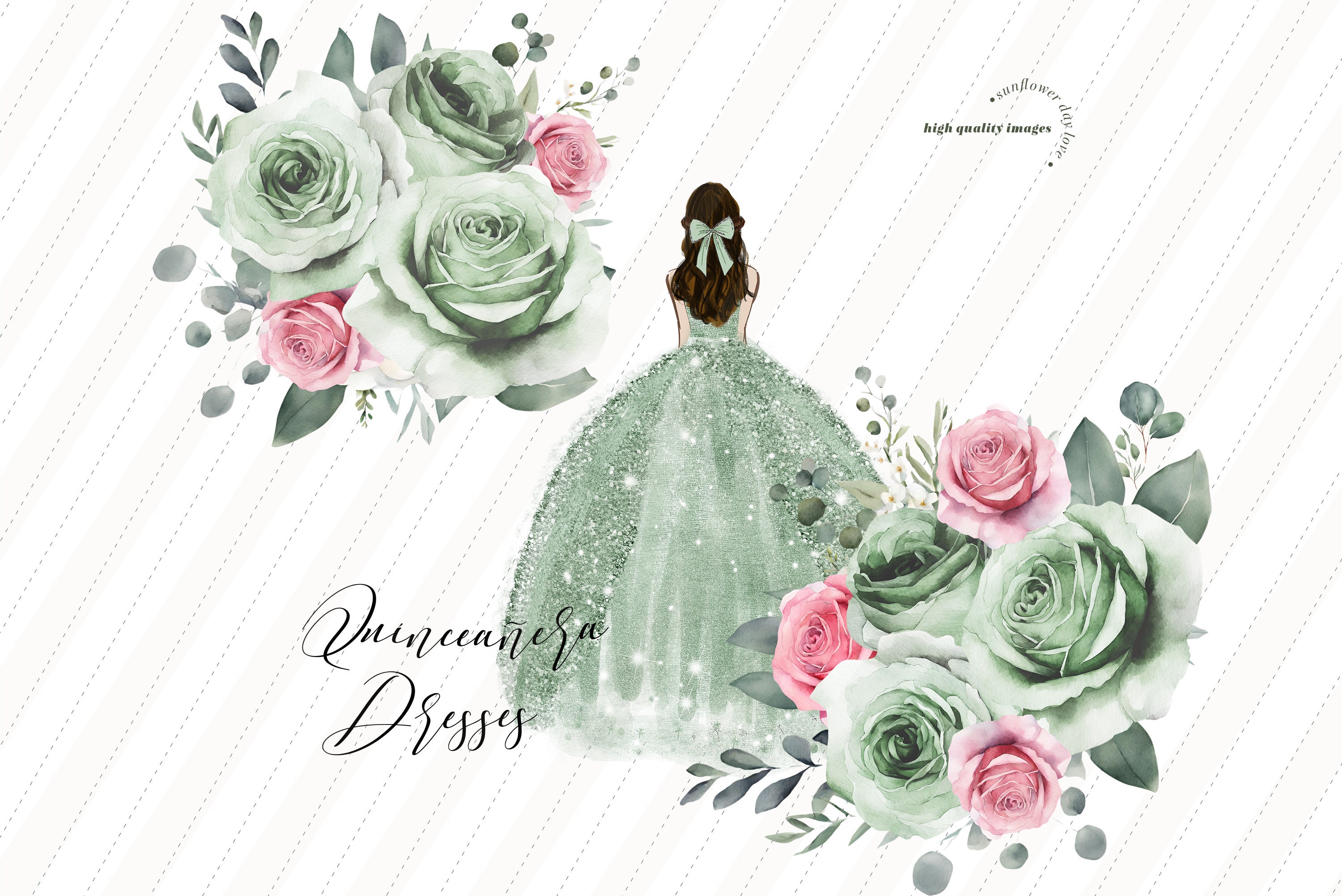 Green and Pink Floral Dress - Etsy